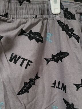 Life Is Good Men's Gray Sweatpants with Black Fish Print and Teal Logo